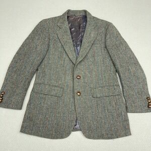 Harris Tweed Blazer Mens 40 Wool Two Button Jacket Retro Vintage Classic